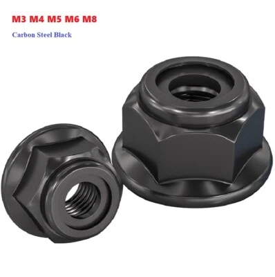 HUIRUIXIN M3 M4 M5 M6 M8 Carbon Steel Black Zinc Hex Flange Nylon Insert Lock Nut