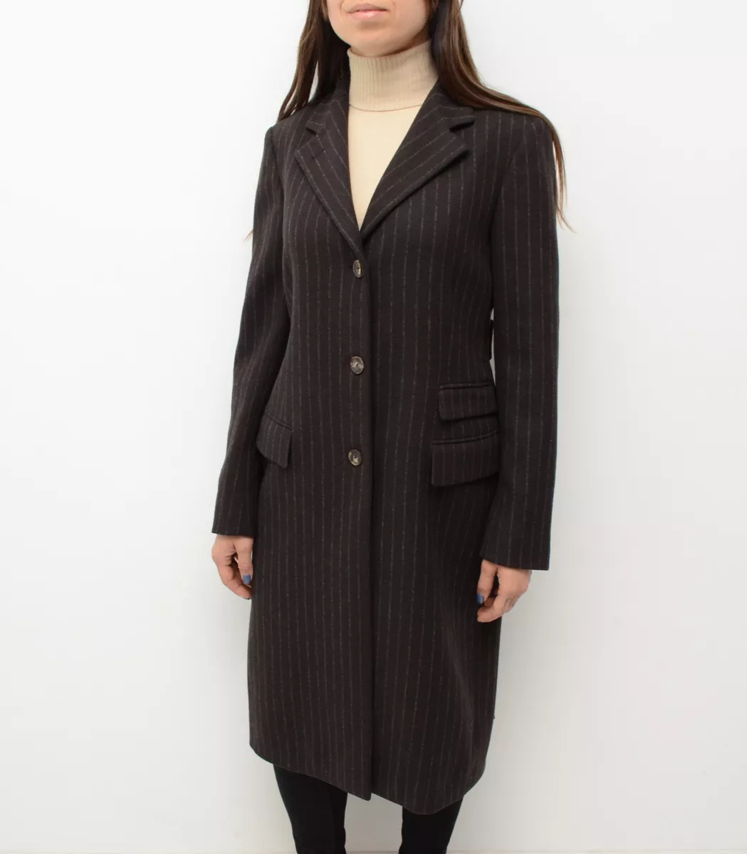 Striped long coat sale