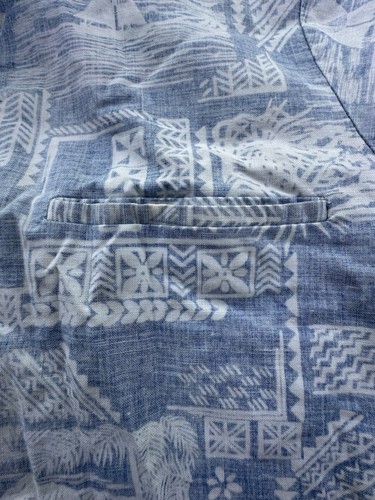 Liberty House of Hawaii Shirt Mens Medium Blue White Geometric Pullover Hawaiian - Picture 10 of 13