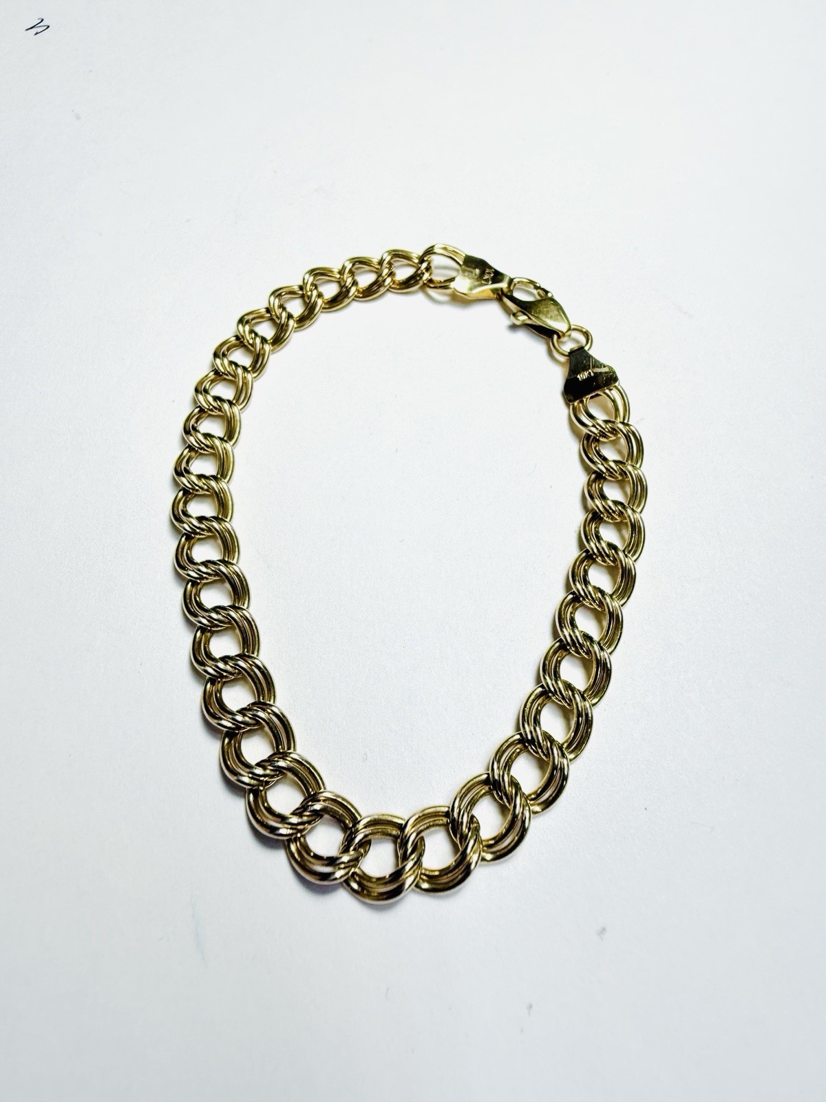 10k Solid Yellow Gold Double Link Charm Bracelet … - image 2