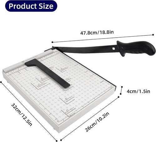 Guillotine Paper Cutter, 12 Inch Heavy Duty Guillotine, 12 12Inch, White - Picture 4 of 7