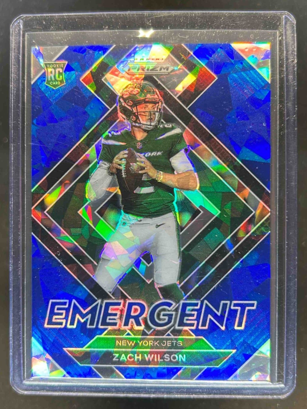 2021 Prizm Zach Wilson Emergent RC Prizms Blue Ice Rookie #/99 Jets