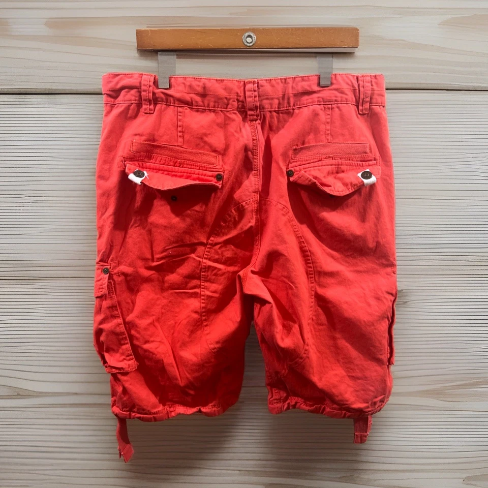 Coogi 工装短裤男式 38 橙色宽松澳大利亚布贴户外街头服饰 — 第 3/4 张图片