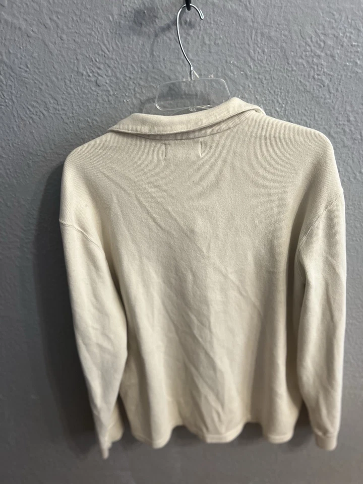 Polo Ralph Lauren Mens Long Sleeve 1/4 Zip Pullover Size Large Vintage Cream - Image 3 of 4