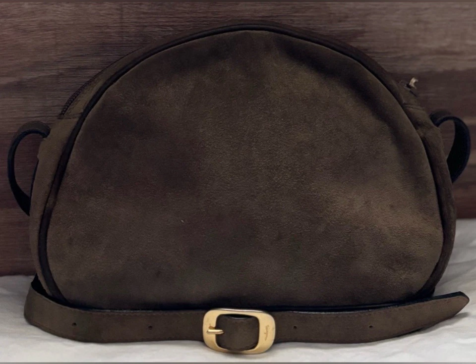 Auth VTG Salvatore Ferragamo Suede Brown Crossbody Shoulder Bag Made in Italy - Image 3 of 4