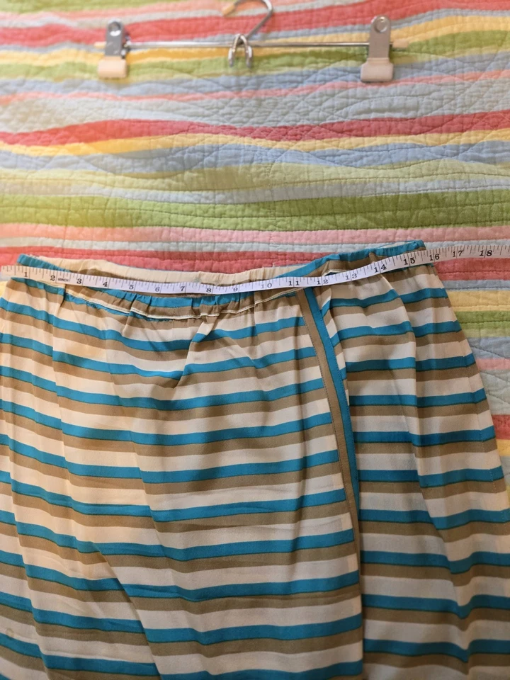 Diane Von Furstenburg Vintage Striped 1980s Silk Skirt Suit Size 8 *see Descript - Image 4 of 4