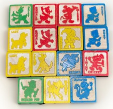 Vintage Disney Alphabet Blocks Children  s Toy Set of 15 Blocks Disneyana Toys