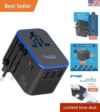 45W Universal Travel Adapter - Charge 5 Devices Anywhere with 3 USB-A  2 USB-C