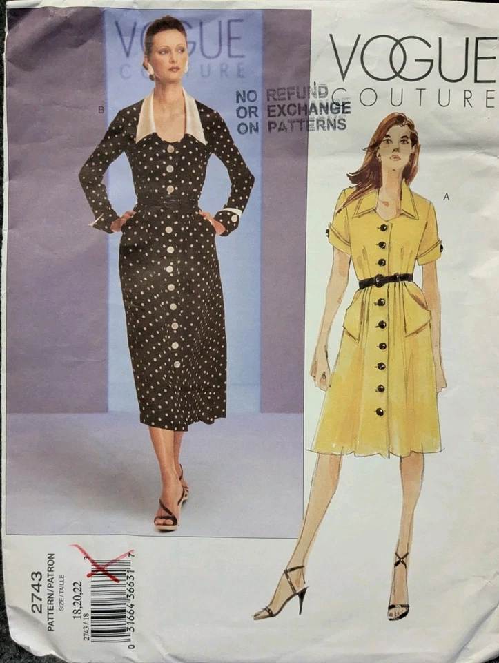 Vogue Couture Pattern 2743 Dress Sizes 18-20-22 Uncut - Image 2 of 4