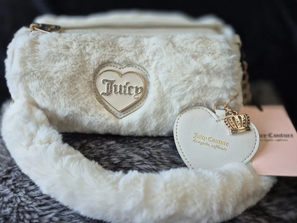 Juicy Couture Calentamiento Barril Bolso Cristal Crema Imitación Piel Acogedor Glamour Chic Lujo Nuevo Foto 2 de 4