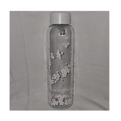 waterdrop Limited Edition Glasflasche Blumenmotiv transparent-weiß-rosa Drehver 