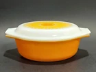 Vintage Pyrex 1-1/2 Qt. Oval Orange Casserole Dish 043 w/Sunflower Lid 943C