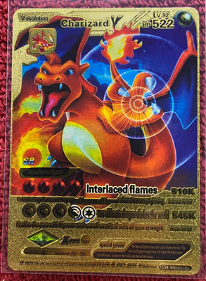 V Evolution Charizard V HP522 Interlaced Flames 522K Gold Foil, MINT (1592)