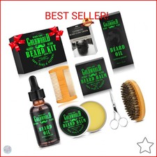 Beard Kit Beard Grooming Kit w/Beard Oil Balm Brush Comb Scissor e-Book Christma