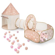 3 in 1 Kids Play Tent with Tunnel, Pop Up Play Tent with Ball Pits for Toddle...