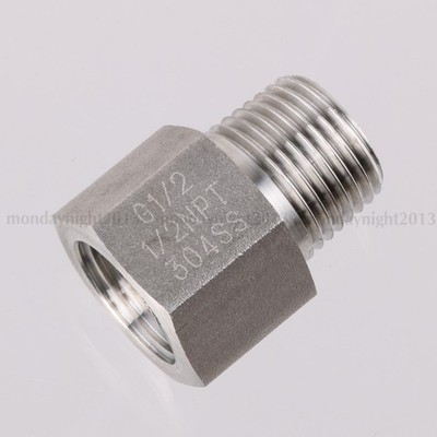 1X 304SS G1/2'' Female Thread Transfor NPT1/2'' Male Threads Adapter #bv