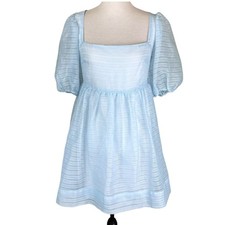 BHLDN Free People Alaine 8 Bridesmaid Organza Puff Sleeve Mini Babydoll Dress