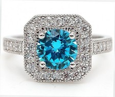 2CT Natural Blue Topaz  Topaz 925 Sterling Silver Ring Jewelry Sz 8 NB3-5