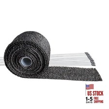 Exhaust Heat Wrap, 2in x 16.5ft Black Header Wrap Fiberglass for Motorcycle