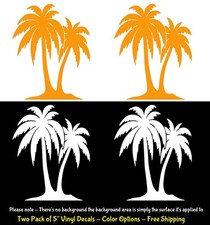 Palm Trees - Tropical Two Pack 5" x 4" Vinyl Decals Car Window Any Flat Surface