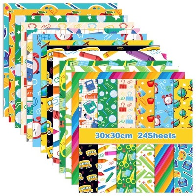 Back to School Scrapbook Paper Pack 11.8*11.8 Inches Double-Sided Printing Sc...