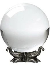 Amlong Crystal 8 inch (200mm) Clear Crystal Ball with Elephant Stand