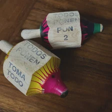 Pirinola Mexicana (2-Pack) Mexican Wooden Spinning Top Toma Todo Game