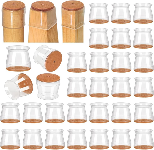 32 StüCk Schutzkappen FüR Stuhlbeine Mit Filz, Silikon Stuhlbeinkappen, Filzglei-image