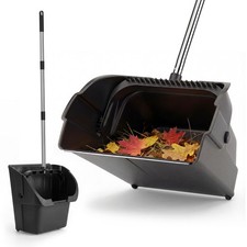 Heavy Duty Debris Dustpan XL Dust Pan Black Jumbo Debris Pan with Handle  Wheel