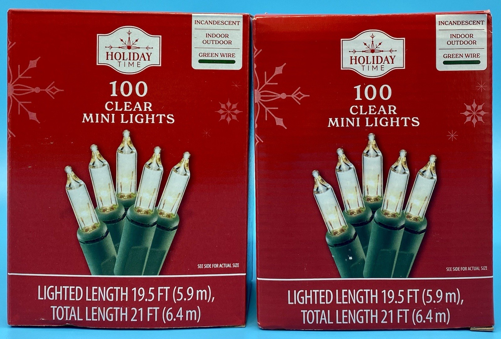 2 Packs NEW Holiday Time Clear 100 Mini Lights with Green Wire 200 Total Lights