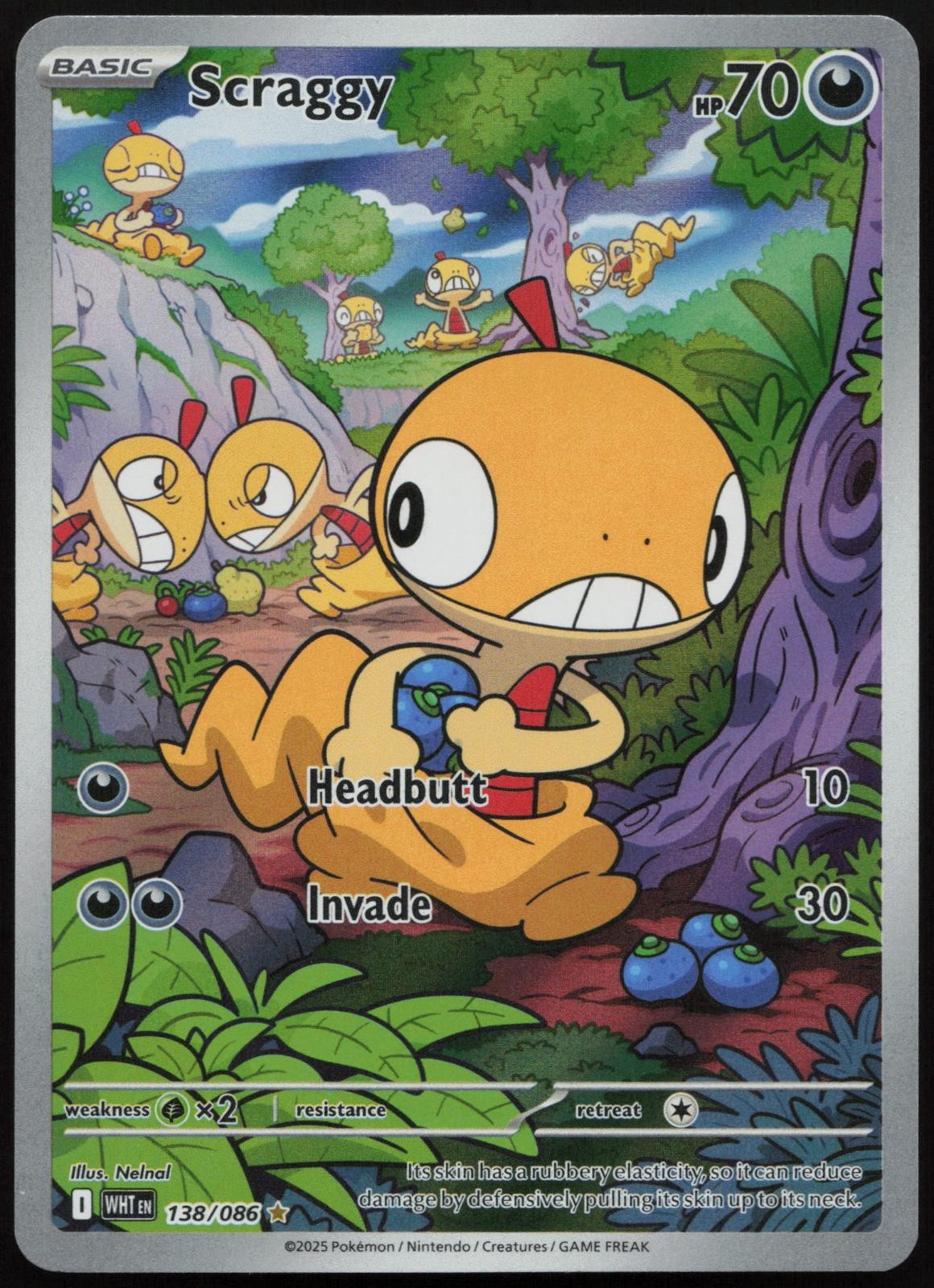 Scraggy 138/086 Holo Illustration Rare White Flare Holo Near Mint