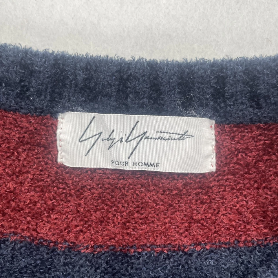 Suéter Yohji Yamamoto Para Hombre Grande XL 3 Rojo Azul Marino Para Hombre Rayas Cuello Redondo Tejido Foto 4 de 4