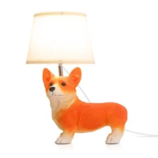 Corgi Cute Desk Lamp,Animal Lamp,Resin Dog Statue Puppy Bedside Lamps for Bed...