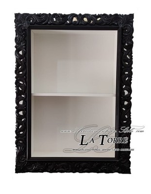 Wand- oder Einbauvitrine Hängevitrine Barockstil Lochrahmen TV-Box Tür