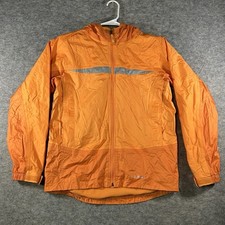 LL Bean Kids Rain Jacket Large 14-16 Orange Hooded Full Zip Nylon Outdoors 3M