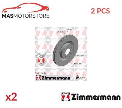 BREMSSCHEIBEN SATZ PAAR ZIMMERMANN 380211820 2PCS P FÜR MITSUBISHI