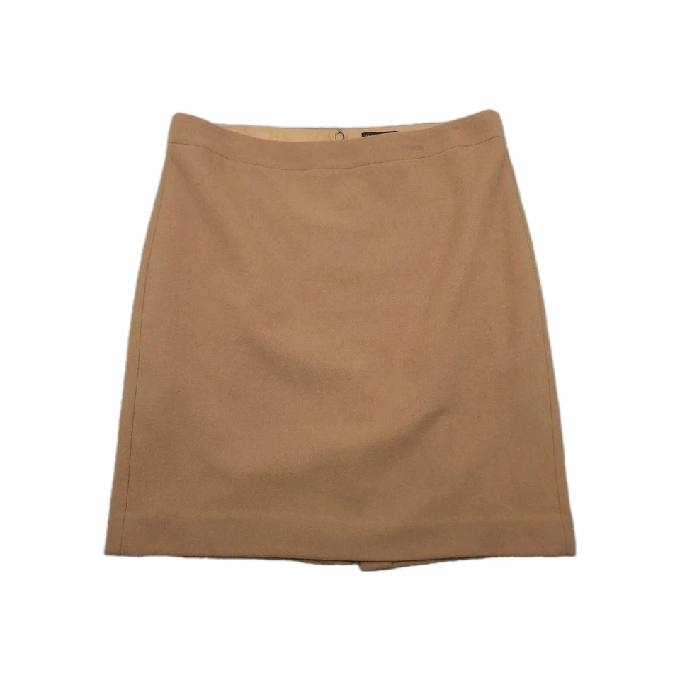 Falda Lápiz J Crew Lana Talla 14 Marrón Camel Claro Academia Preppy Foto 2 de 4