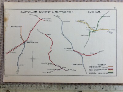 MARYBOROUGH BALLYWILLIAM PALACE BORRIS GOWRAN KILKENNY IRELAND RAILWAY MAP 1900