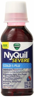 Vicks NyQuil Severe Cold & Flu Max Strength Nighttime Relief Berry 8 Oz 6 Pack