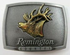 Vtg 1986 REMINGTON COUNTRY Belt Buckle Pewter Brass BUGLING ELK