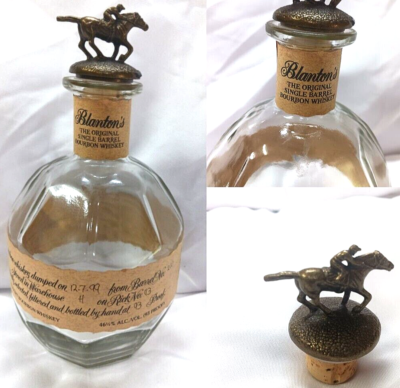 BLANTONS PRE LETTERING JOCKEY SINGLE BARREL BOURBON WHISKEY BOTTLE