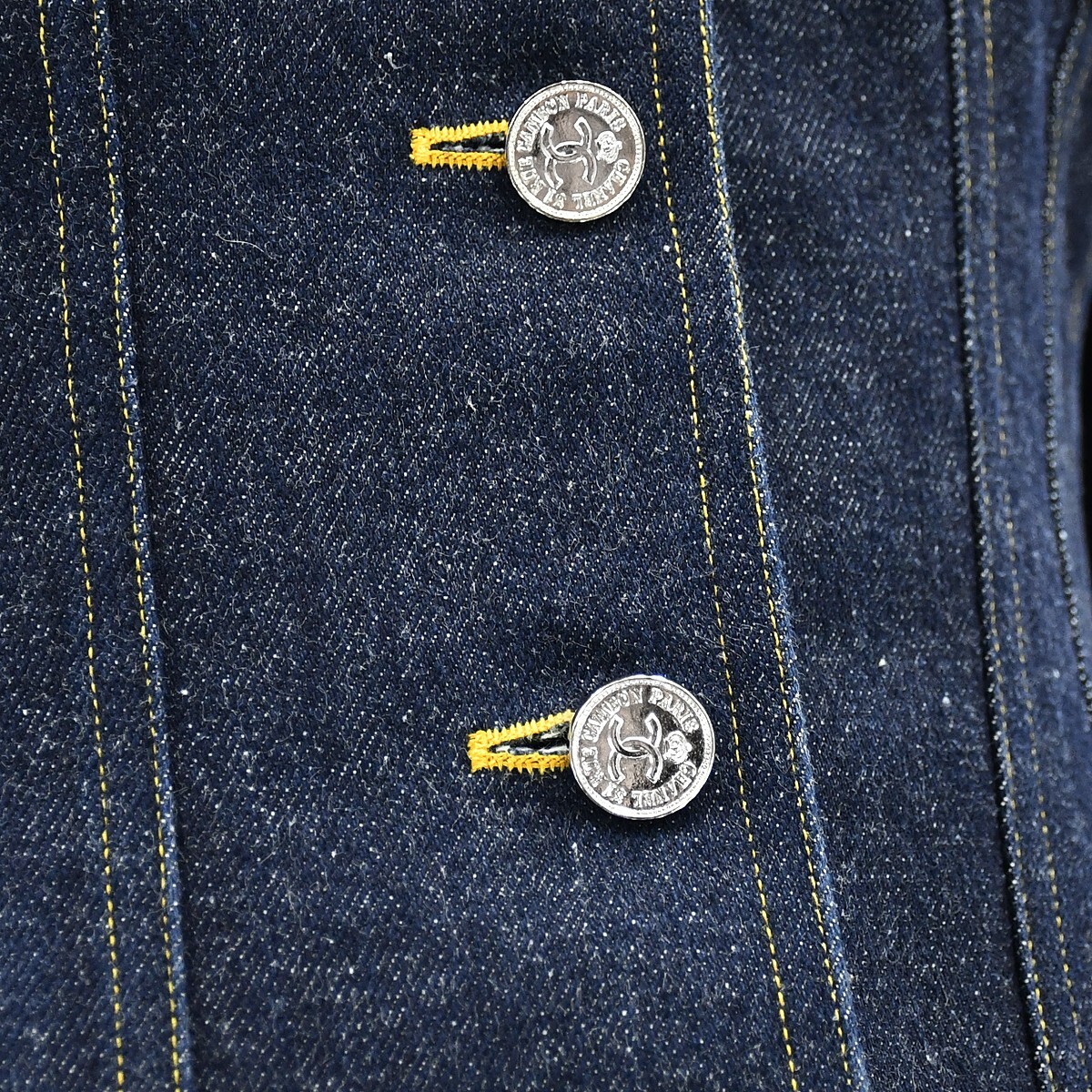 Chanel Single Breasted Collarless Denim Jacket Indigo 96P