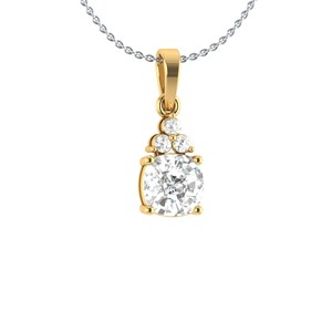 Solitaire Pendant 1 20 Ct Cushion Cut Diamond Necklace 18k Yellow