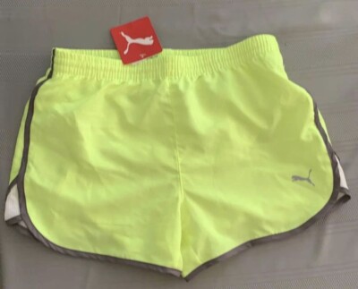 Puma Running Shorts Elastic Waist Girls Size Large 12-14 Neon Yellow New 