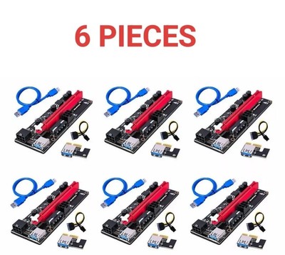 6 PACK! PCIE GPU Riser Latest V009S 6 PIN + MOLEX GPU Mining ETH USB