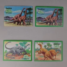 1987 1988 Sunkist DinoFacts Fun Fruit Dinosaur Cards Lot 4 Brachiosaurus Premium