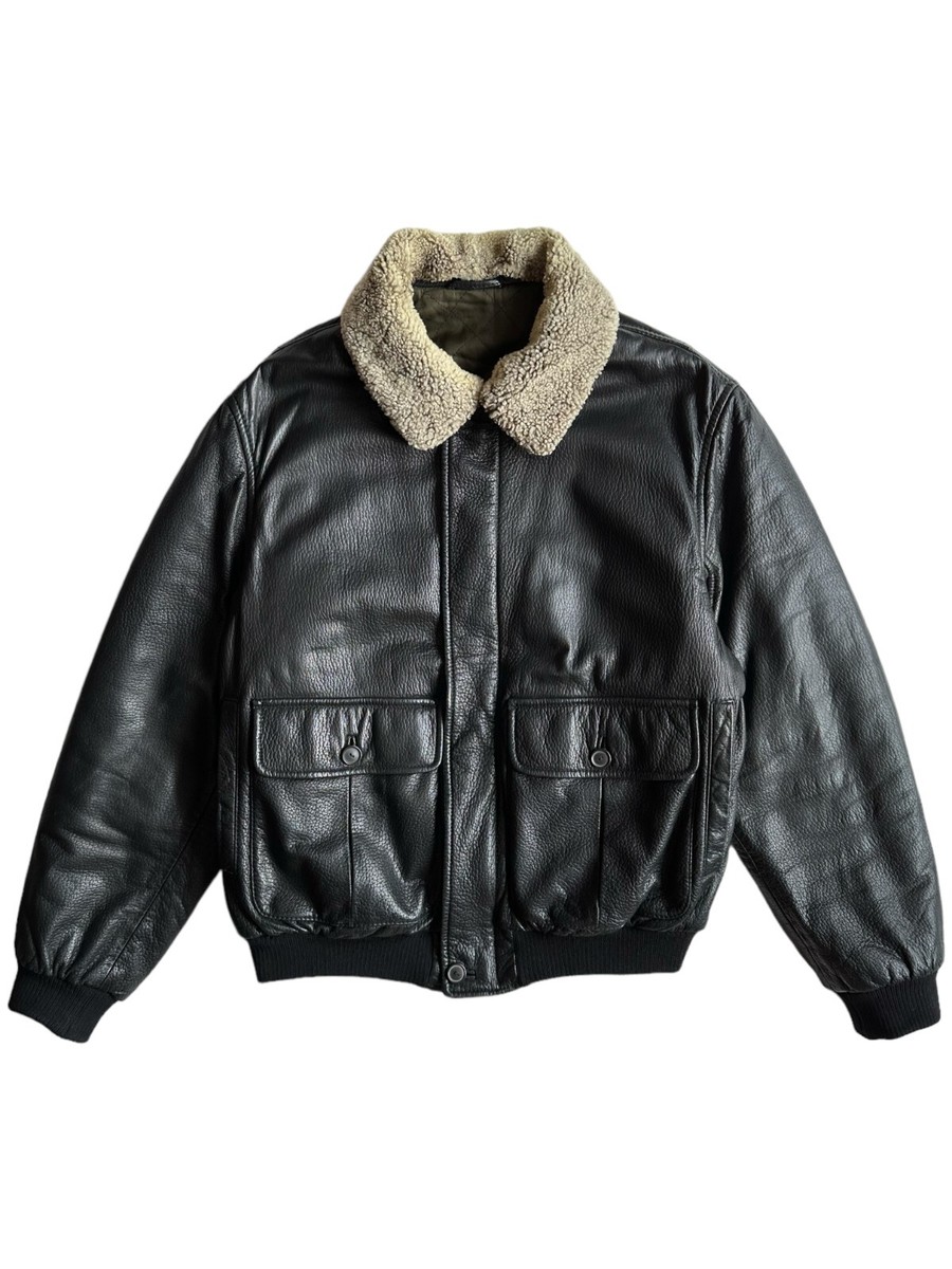 Luxury Enrico Mandelli Black Leather Aviator Jacket (IT50/M-L) | eBay