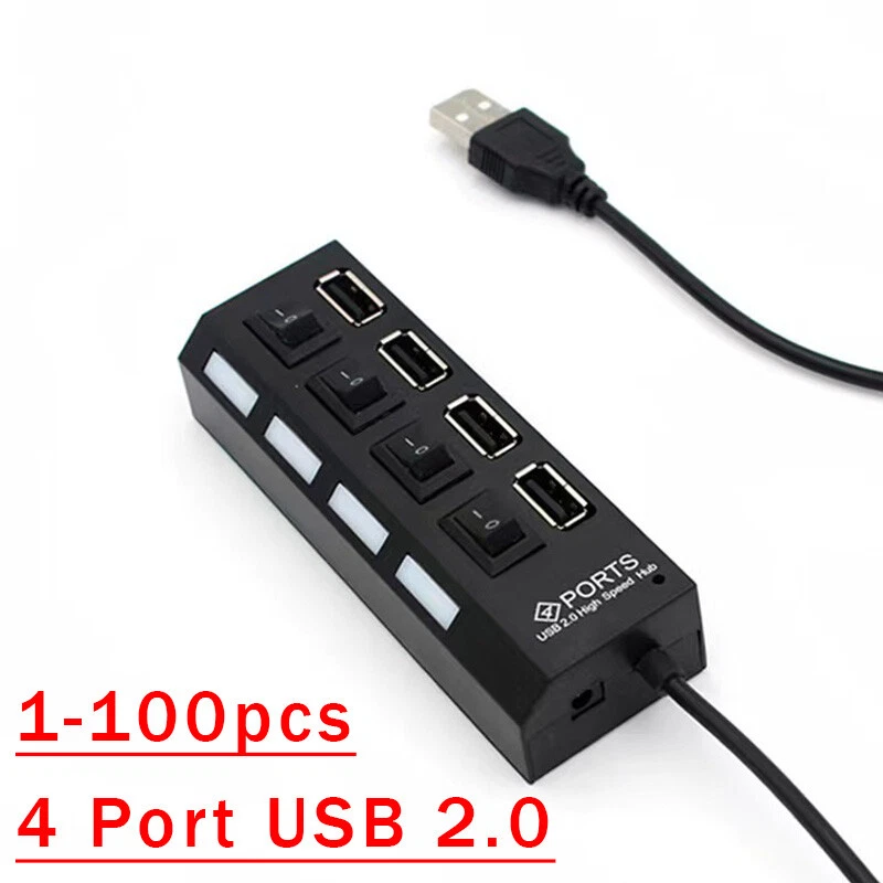 7-Port USB Hub with On/Off Switches, High-Speed Data Transfer, AC Adapter for PC Laptop