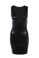 Boohoo Womens Ola Silver Foil Plunge Bodycon Dress in Black size M