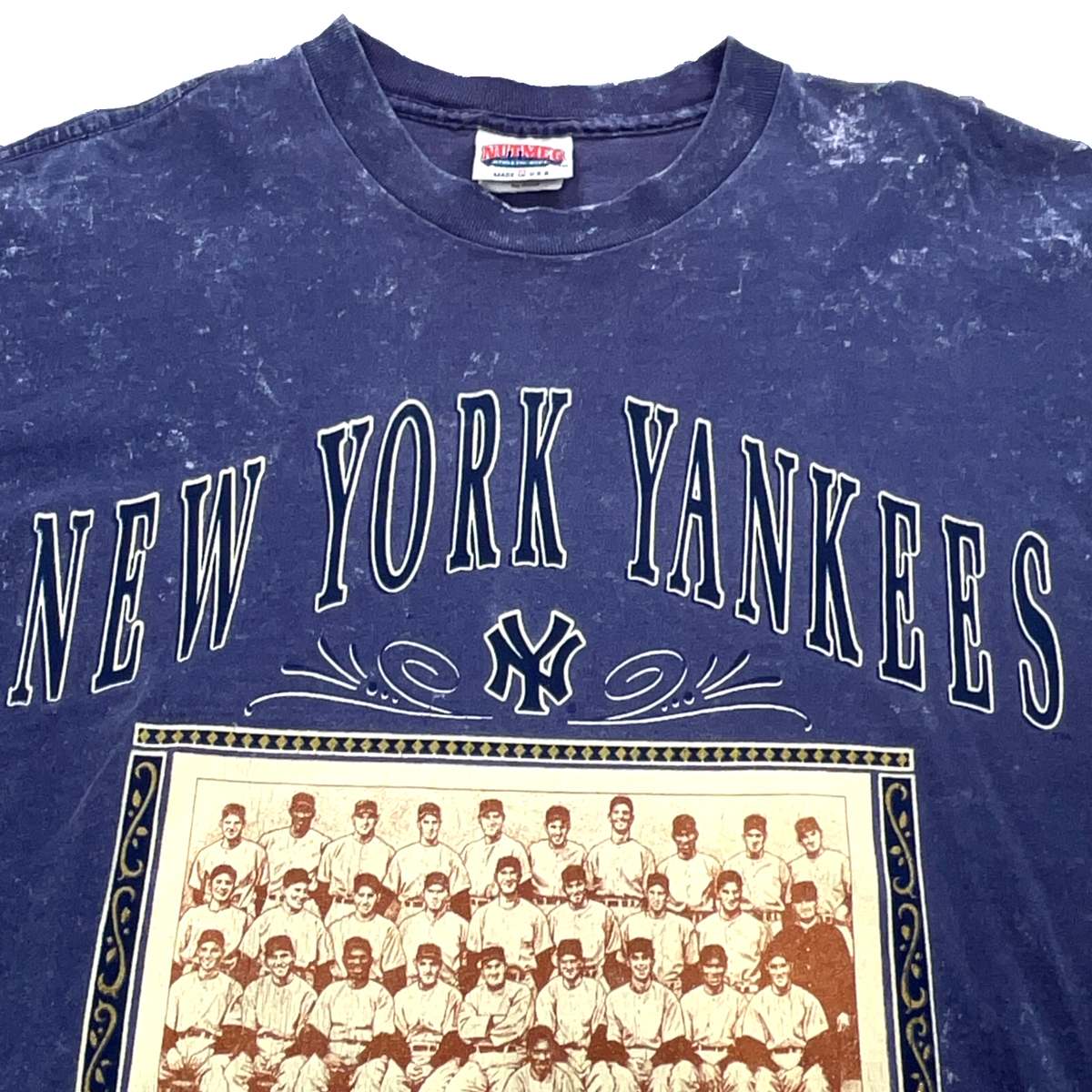 Vintage New York Yankees Shirt Men XL Blue Tee Single Stitch Faded